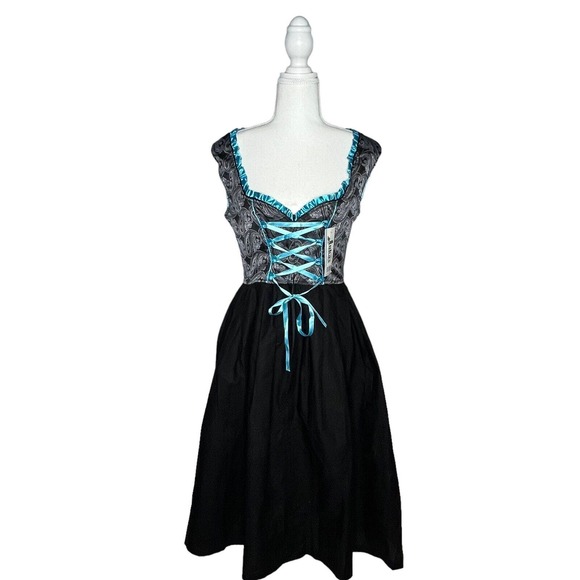 NEW Lukas Dirndl Authentic bavarian EU 36 Long Dirndl front black Paisley dress - Picture 4 of 12